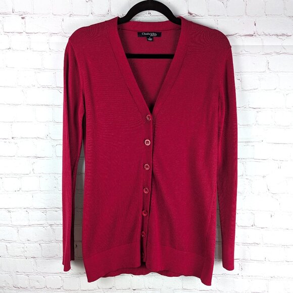 Chadwicks of Boston Button-Down Raspberry Cardigan S - Picture 1 of 5